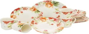 , series MODERN FLORAL Dinnerware set, 16 piece combination service, Earthenware