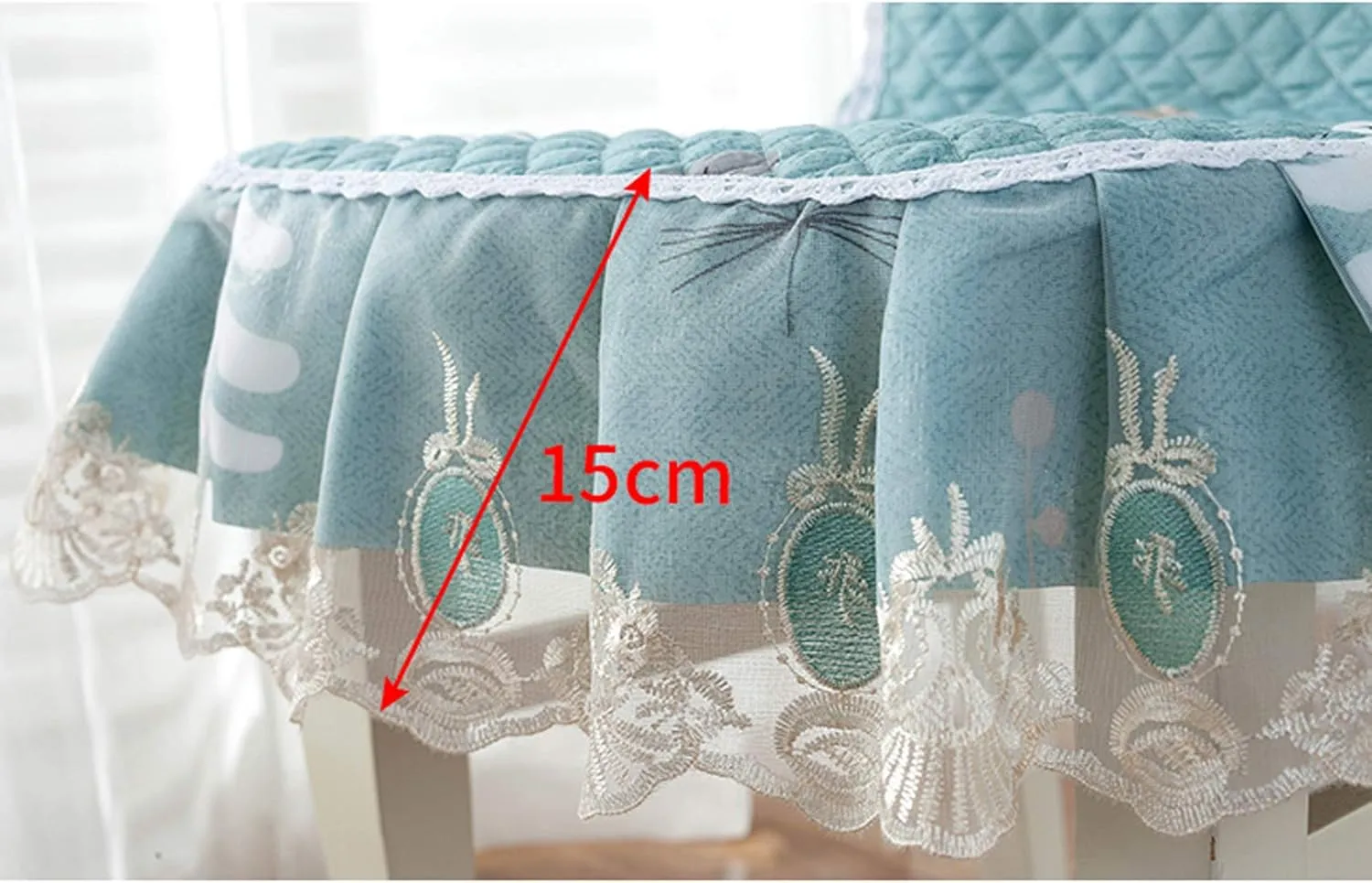 1 Pc Lace Ruffled Dining Chair Cushion,Non Slip Seat Cushions with Ties,Square Stool Chair Pad Home Decor Luxury Warm Soft Cushion-A 43x45cm(17x17.7inch)