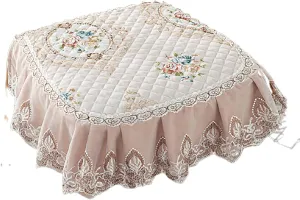 1 Pc Lace Ruffled Dining Chair Cushion,Non Slip Seat Cushions with Ties,Square Stool Chair Pad Home Decor Luxury Warm Soft Cushion-A 43x45cm(17x17.7inch)