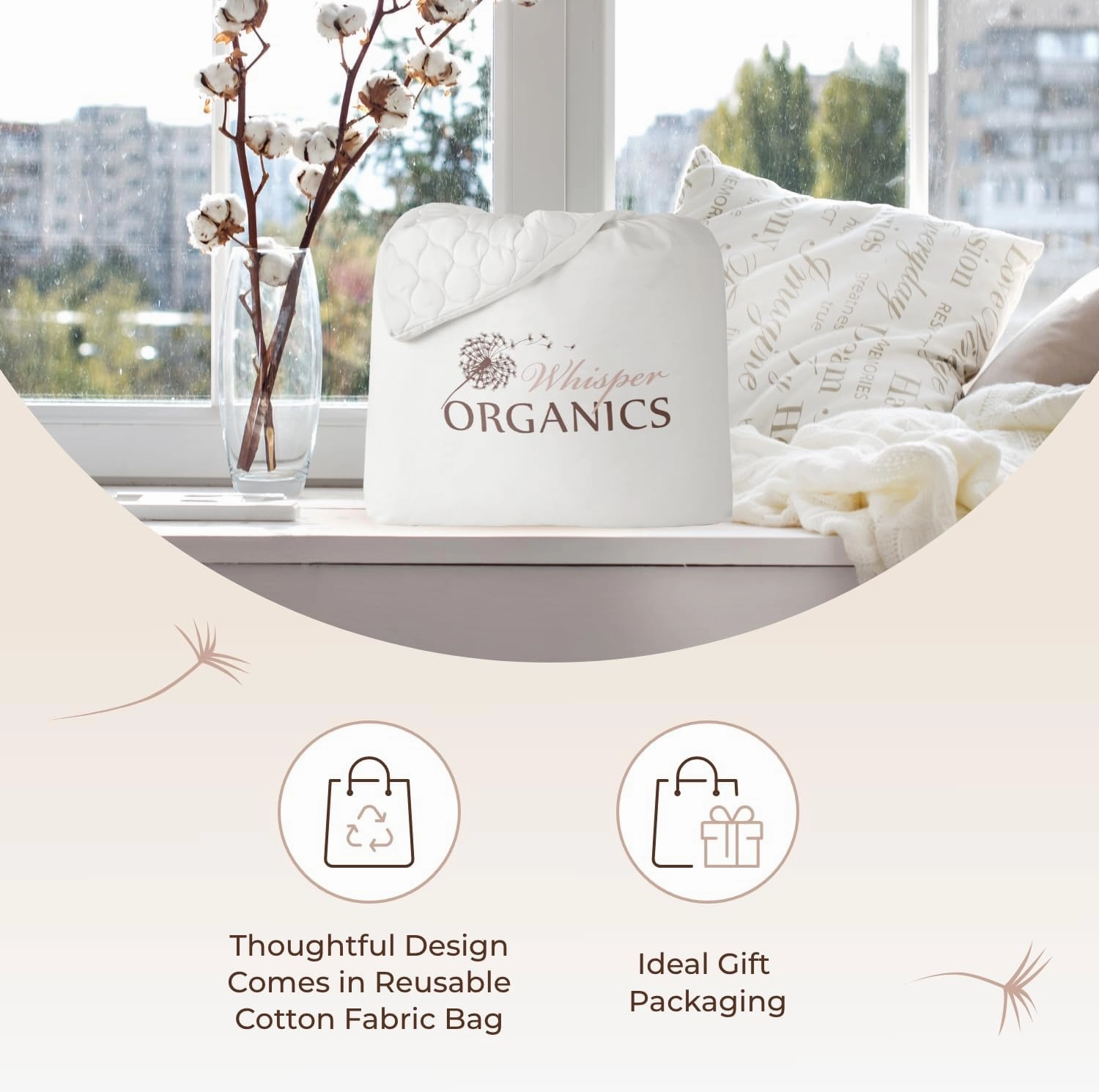 100% Cotton Organic Mattress Pad - Breathable & Cooling Mattress Protector Queen Size - Premium 300GSM Quilted and Noiseless Machine Washable Organic Mattress Protector (White, Queen)