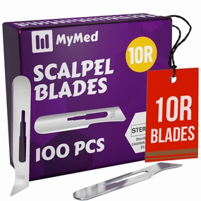 10r Blades Dermaplaning 0.7mm Extra Wide Pack of 100 Surgical Blades 10r, Size 10r Scalpel Blades, High Carbon Steel Dermablade Dermaplane Blades 10r Individually Wrapped Disposable 10r Blade Sterile