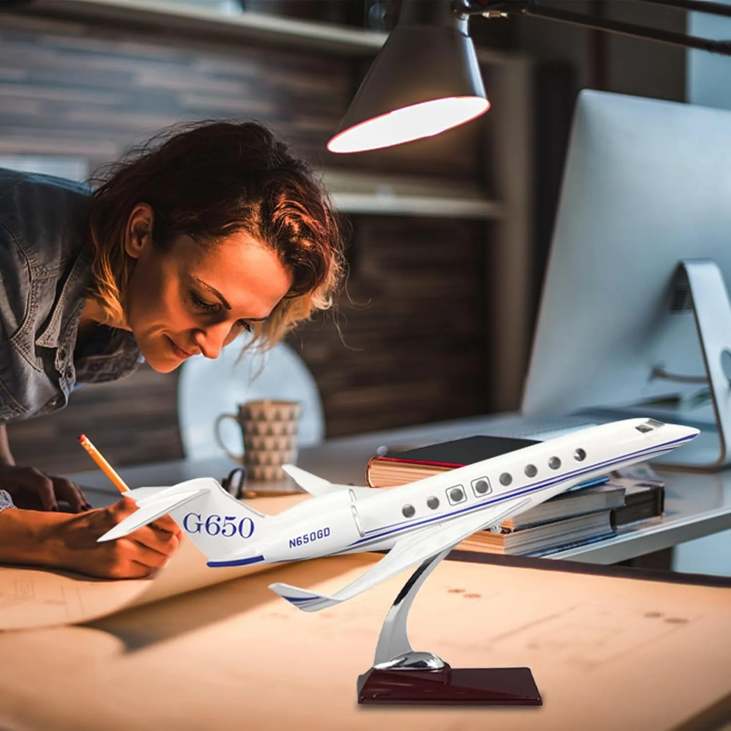 12” 1:100 Model Airplane Die-Cast Plane Aircraft Plane Gulfstream G650 Display Model Plane Resin for Collection Or Gift Ornament(Gulfstream G650 White)