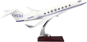 12” 1:100 Model Airplane Die-Cast Plane Aircraft Plane Gulfstream G650 Display Model Plane Resin for Collection Or Gift Ornament(Gulfstream G650 White)
