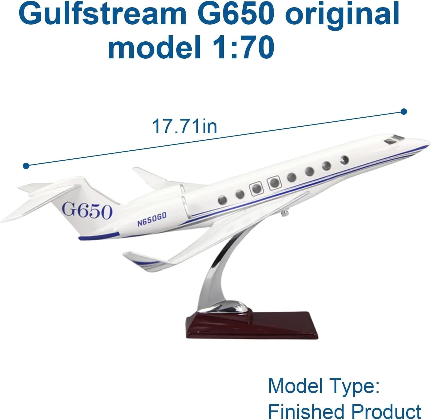 12” 1:100 Model Airplane Die-Cast Plane Aircraft Plane Gulfstream G650 Display Model Plane Resin for Collection Or Gift Ornament(Gulfstream G650 White)
