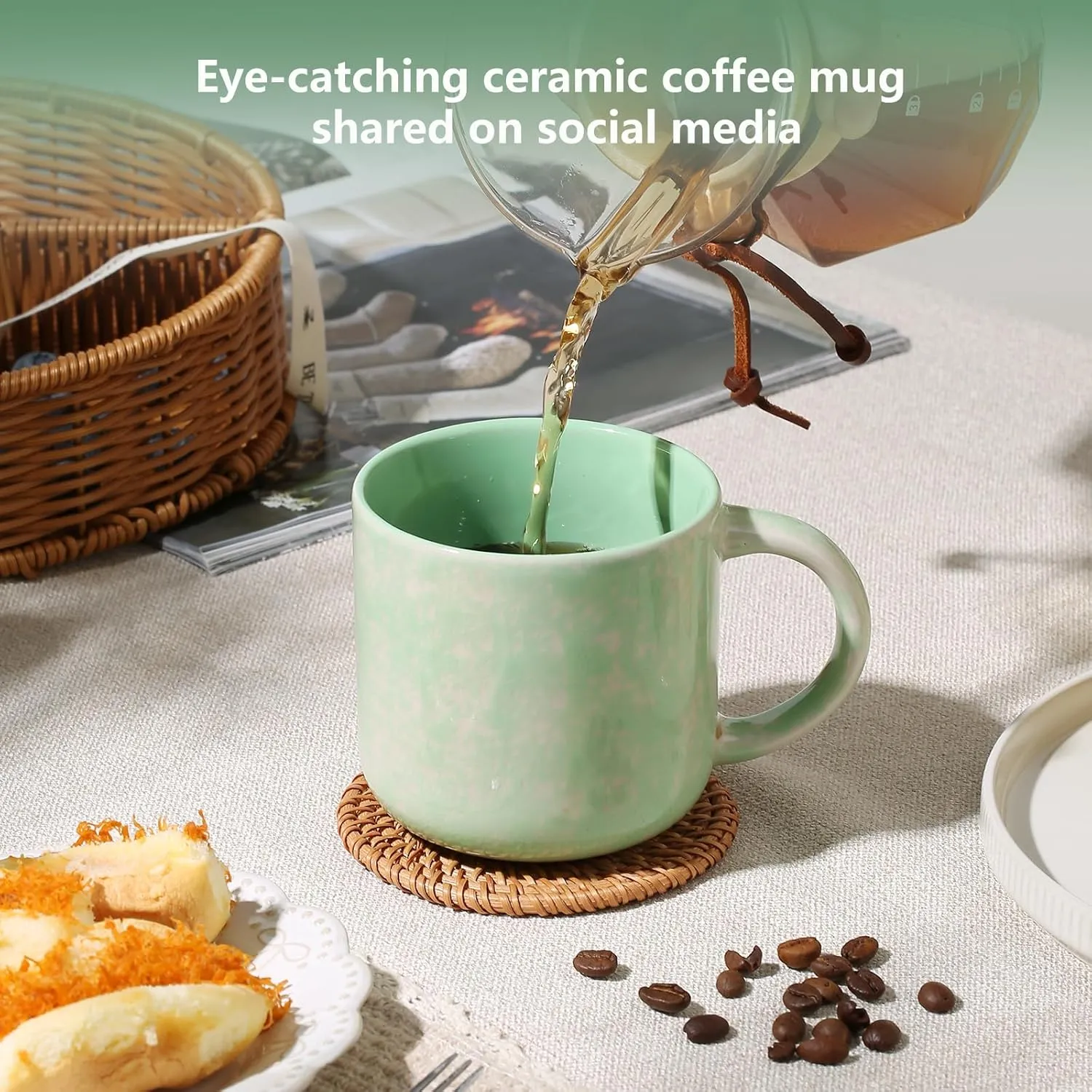 12 OZ Coffee Mugs Set of 4, Modern Ceramic Coffee Mugs Set with handle for Tea/Latte/Cappuccino/Milk/Cocoa.