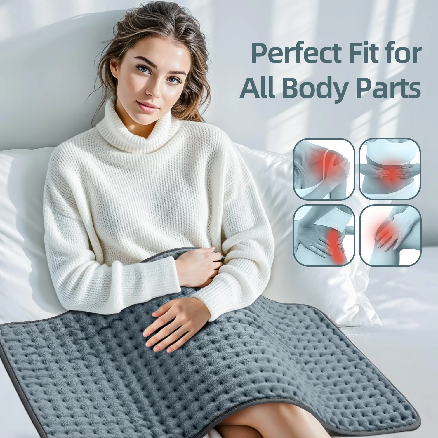 17"x33" Heating Pad XXXL for Back Pain Relief, Heated Pad for Neck/Shoulders/Legs/Knees/Feet/Cramps, Heat Pads for Women, Birthday Mothers Day Gifts for Mom Wife Grandma Her, 6 Heat Settings, Auto-Off