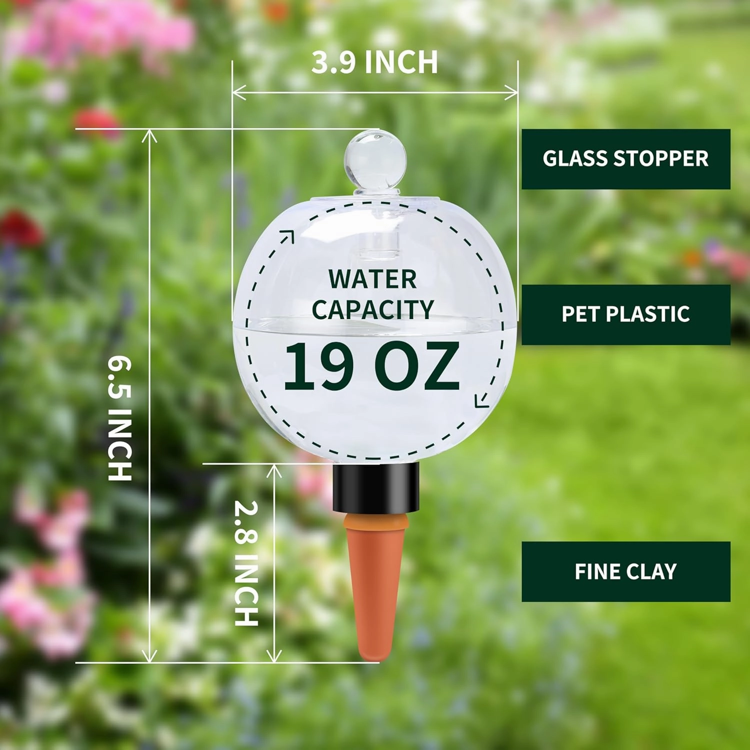 19 oz Extra Large Plant Self Watering Globes Top Fill, Plastic Water Bulbs, Slow Release Terracotta Self Watering Planter Insert, Plant Watering Devices System Water Plants While Away, 2 Pack