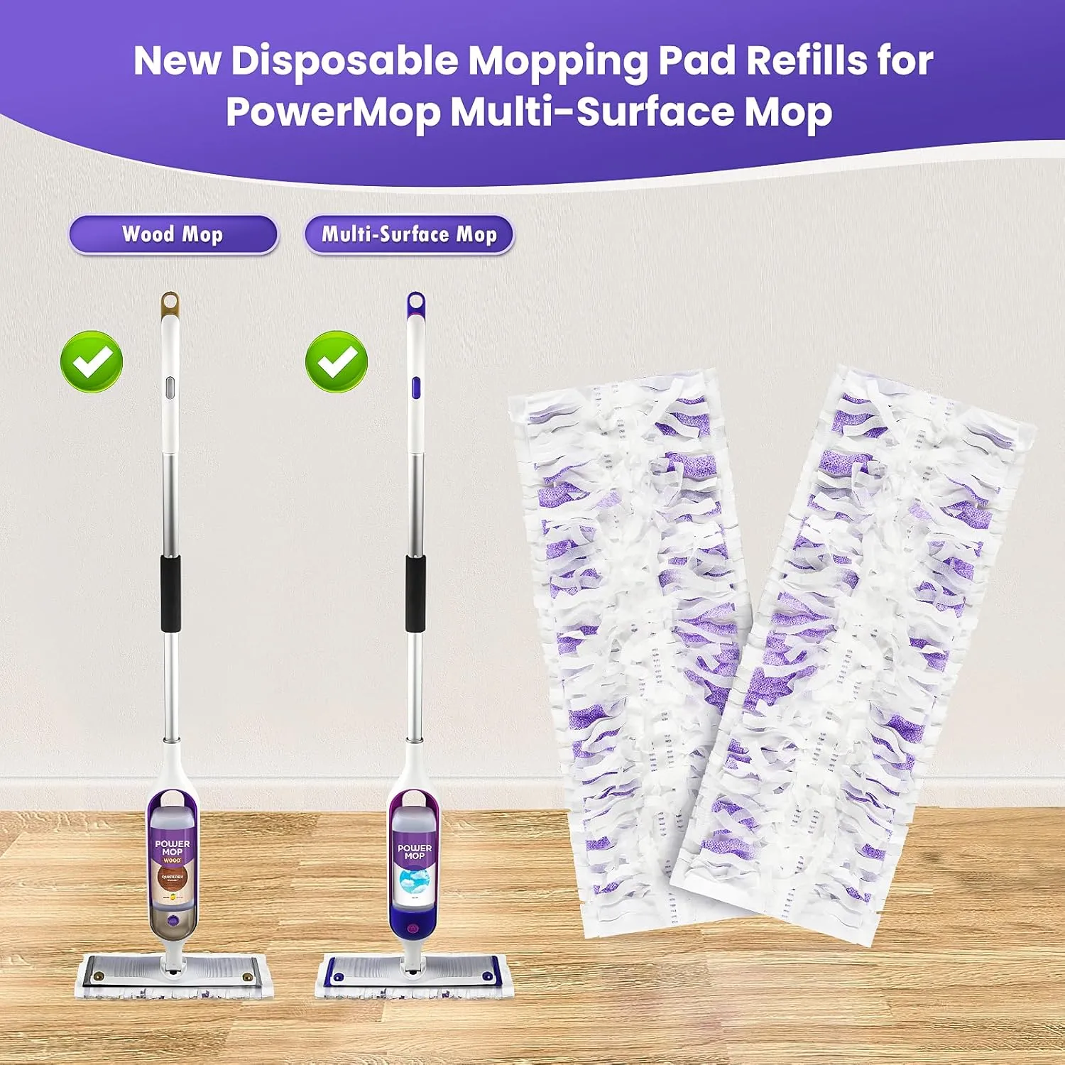 20 Pack Power Mop Pad Refills for Swiffer PowerMop Multi-Surface Mop, Powermop Multi-Surface Mop Pad Replacement Kit