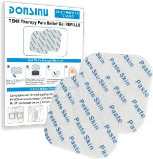 24 Pcs Compatible with Omron Heat Pain Pro PM311/PM800 Gel Pads,12Pairs Durable Compatible with OMRON Tens Unit Gel Pads,DONSINU electrodes Gel Pads