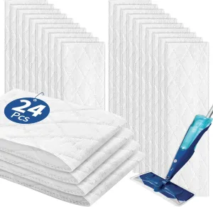 24 Pieces Disposable Cleaning Pads Compatible with Bona Family of Mops, Heavy Duty, Microfiber Disposable Mop Pads for Multi-Surface Floors