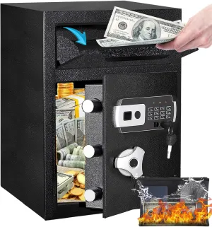 2.8 CUB Drop Safe for Business, Electronic Safe Box with Digital Combination and Anti-Fishing, Depository Safes with Fireproof Waterproof Document Bag, Security Safe for Slips Expense Office Home