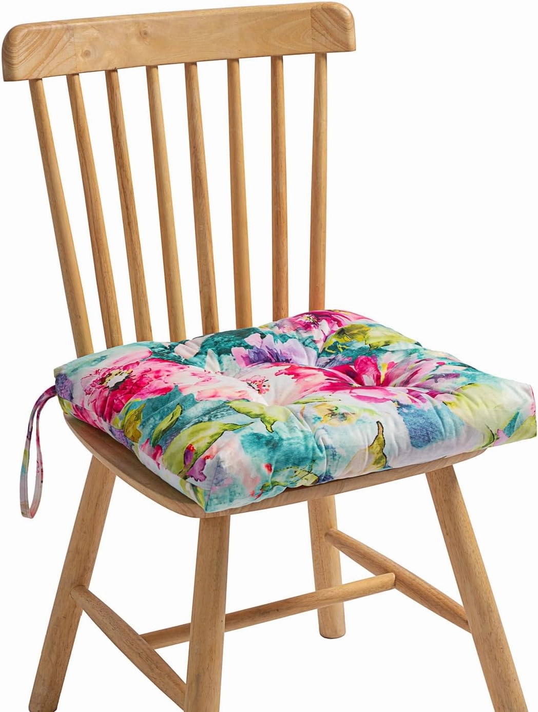 2-Pack Outdoor/Indoor Wicker Patio Seat Cushion Pad with Ties - Weather Resistant, Dining Chair Cushion, 17" x 17"(Watercolor Flowers)