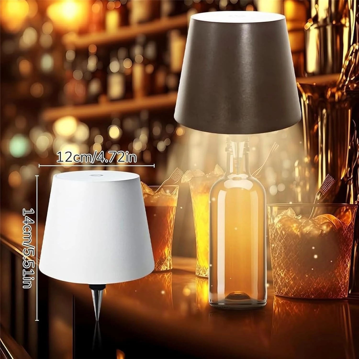 2 Packs Wireless Bottle Lamp, Portable LED Wireless Bottle Lamp with 3 Modes Light Dimming, Rechargeable Wine Bottle Light Head, Touch Table Lamp for Bedroom, Fathers Day Birthday Christmas Gift