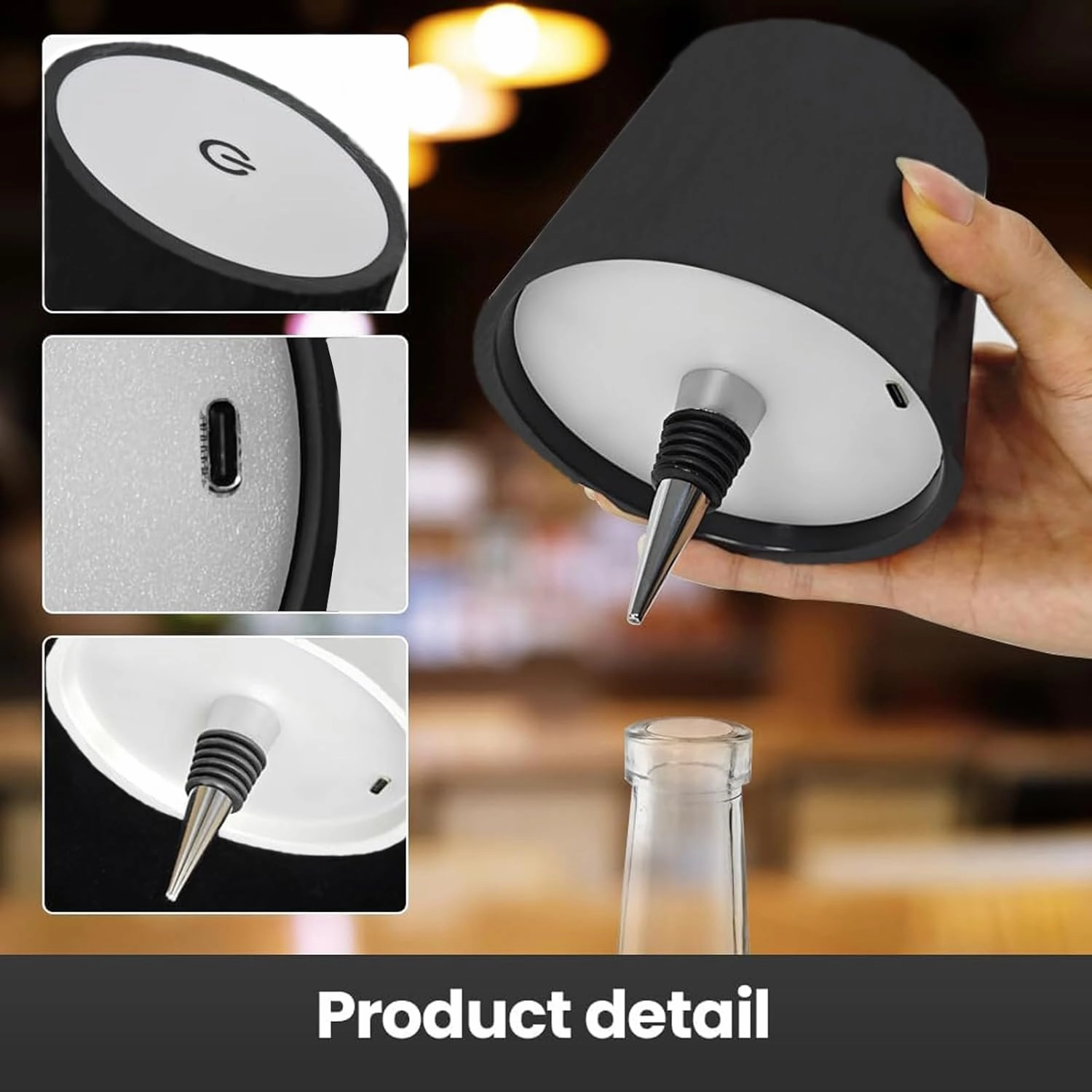 2 Packs Wireless Bottle Lamp, Portable LED Wireless Bottle Lamp with 3 Modes Light Dimming, Rechargeable Wine Bottle Light Head, Touch Table Lamp for Bedroom, Fathers Day Birthday Christmas Gift