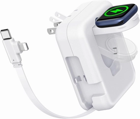 2in1 iWatch Charger, 36W Retractable Charger for iPhone iWatch,Travel Wall Charging Block Compatible with iPhone 16/15/14/13/12/11 iWatch- Solid White