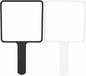 2PCS Portable Square Hand Mirror, Hand Mirrors with Handle, Rounded Angle Frame Handheld Mirror, Compact Size Handheld Mirrors Easy to Carry, Mirror Handheld