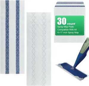 30 Pack Deep Cleaning Pads for All Type of 15''-17'' Spray Flat Mop,Compatible with Bona，Rubbermaid，Turbo，Norwex.Disposable Pad for Bona Family of Mops, Replacement Mopping Pad for Floor Cleaning