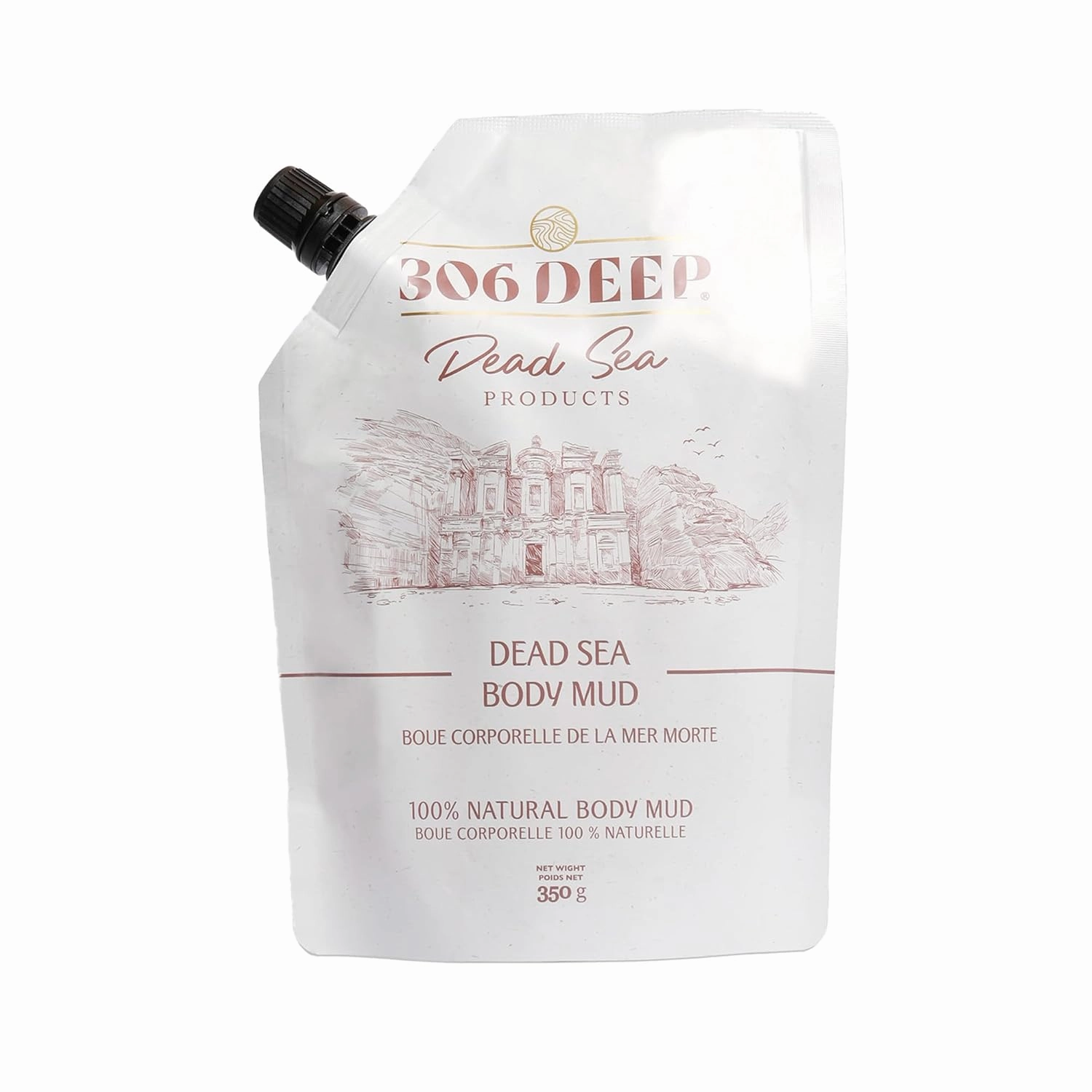 306 Deep Dead Sea Mud Dry Powder - 350 Grams Dead Sea Clay for Mud Mask for Face and Body, Organic Face Masks Skincare for Sensitive Skin, Anti-Aging, and Skin Firming, Skincare Clay for Men & Women