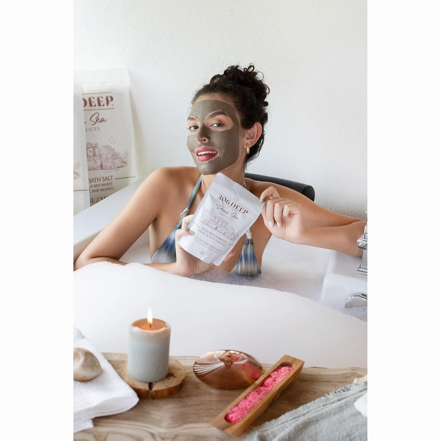 306 Deep Dead Sea Mud Dry Powder - 350 Grams Dead Sea Clay for Mud Mask for Face and Body, Organic Face Masks Skincare for Sensitive Skin, Anti-Aging, and Skin Firming, Skincare Clay for Men & Women
