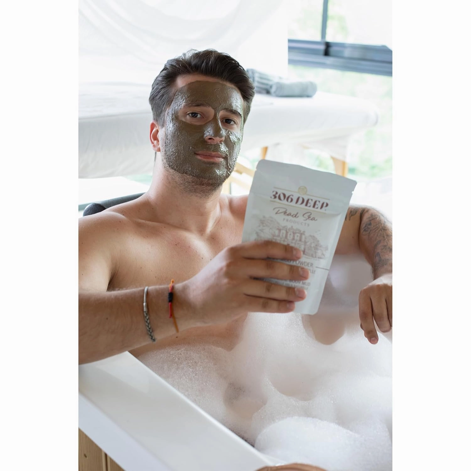 306 Deep Dead Sea Mud Dry Powder - 350 Grams Dead Sea Clay for Mud Mask for Face and Body, Organic Face Masks Skincare for Sensitive Skin, Anti-Aging, and Skin Firming, Skincare Clay for Men & Women
