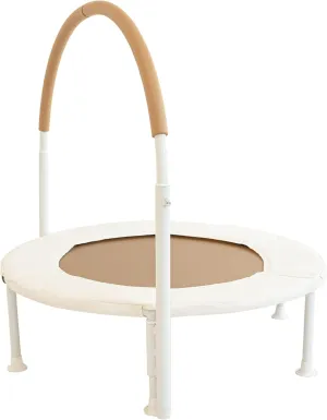 36" Kids and Toddler Mini Trampoline, Aesthetic Indoor and Outdoor Small Baby Trampoline with Removable Handle, Ultra Safe No-Gap Elastic Spring Design