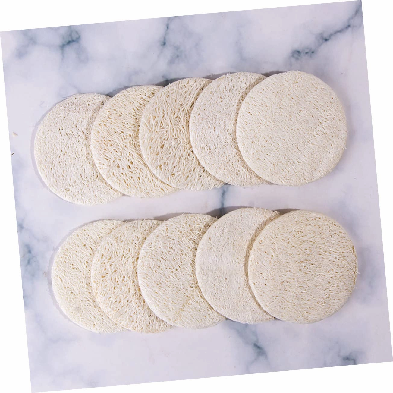 3sets Loofah Makeup Facial Cleaning Pad Cotton Rounds Natural Exfoliating Safe for Skin 10pcs*3
