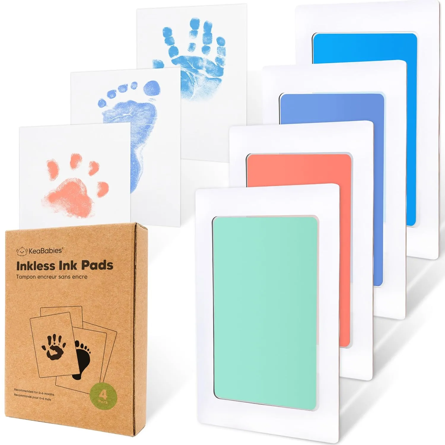 4-Pack Inkless Baby Hand and Footprint Kit - Mess Free Ink Pad for Newborn Keepsake, Dog Nose & Paw Print Kit, Clean Touch Ink Pad for Baby Hand & Footprints, Ideal Mother's Day Gifts (Popsicle)