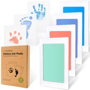 4-Pack Inkless Baby Hand and Footprint Kit - Mess Free Ink Pad for Newborn Keepsake, Dog Nose & Paw Print Kit, Clean Touch Ink Pad for Baby Hand & Footprints, Ideal Mother's Day Gifts (Popsicle)
