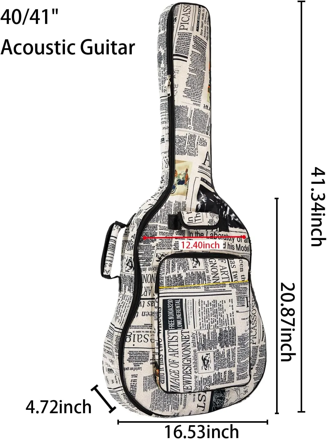 40/41 Inch Acoustic Guitar Gig Bag 6mm Padding soft Guitar Case (40/41 inch Newspaper guitar bag)