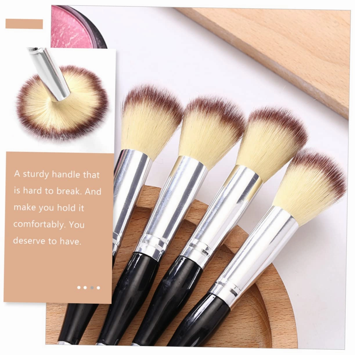 4sets Double-ended Makeup Foundation Brush Loose Powder Blending Brush Shimmer Setting Powder for Women Cosmetics for Professional/travel/home Use 2pcs*4