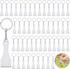 50 Pcs Lottery Scratcher Tool Plastic Scraper Tool Keychain Scoop Shape Lotto Scratcher Keyring Gambler Lucky Gift for Lottery Tickets Stickers Labels Films Sublimation Multifunction