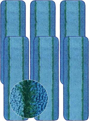 6 Pack Deep Clean Pads Replacement for Bona Family of Mops, Washable & Reusable Microfiber Cleaning Pad for Hardwood and Multi-Surface Floors Cleaning Head, Wet/Dry Mop