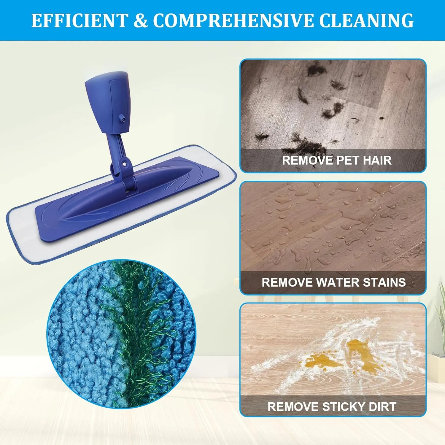 6 Pack Deep Clean Pads Replacement for Bona Family of Mops, Washable & Reusable Microfiber Cleaning Pad for Hardwood and Multi-Surface Floors Cleaning Head, Wet/Dry Mop