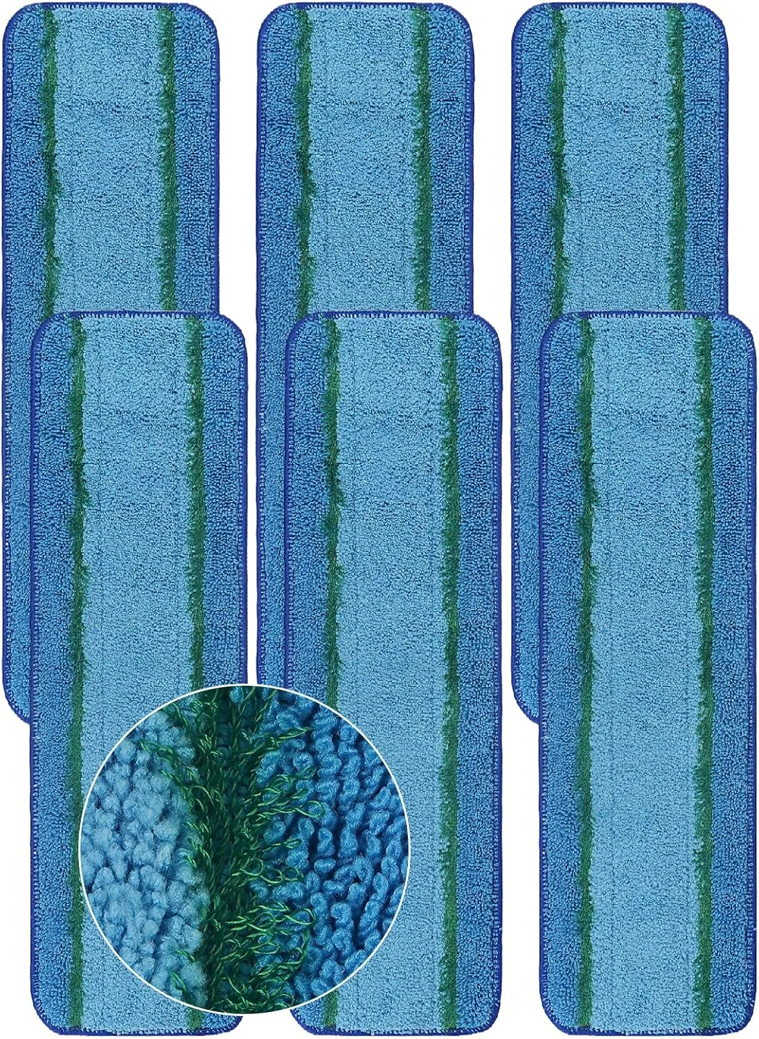6 Pack Deep Clean Pads Replacement for Bona Family of Mops, Washable & Reusable Microfiber Cleaning Pad for Hardwood and Multi-Surface Floors Cleaning Head, Wet/Dry Mop