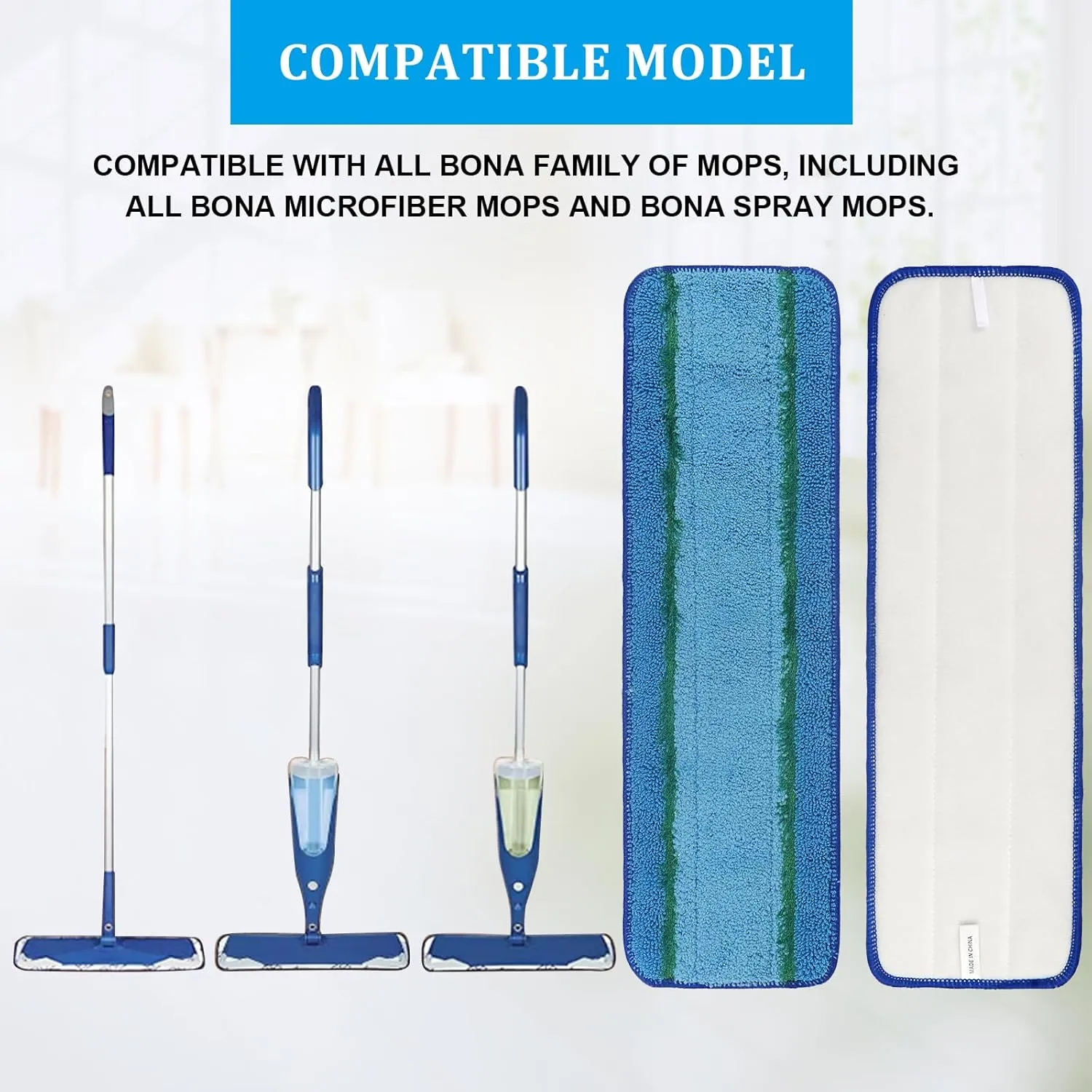 6 Pack Deep Clean Pads Replacement for Bona Family of Mops, Washable & Reusable Microfiber Cleaning Pad for Hardwood and Multi-Surface Floors Cleaning Head, Wet/Dry Mop