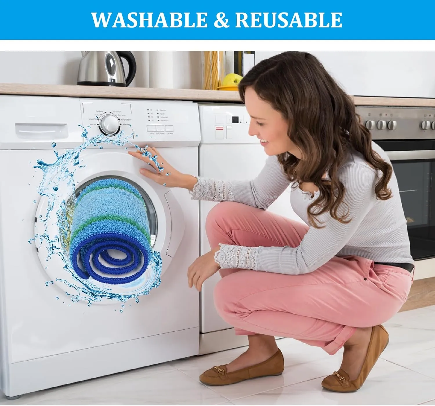 6 Pack Deep Clean Pads Replacement for Bona Family of Mops, Washable & Reusable Microfiber Cleaning Pad for Hardwood and Multi-Surface Floors Cleaning Head, Wet/Dry Mop