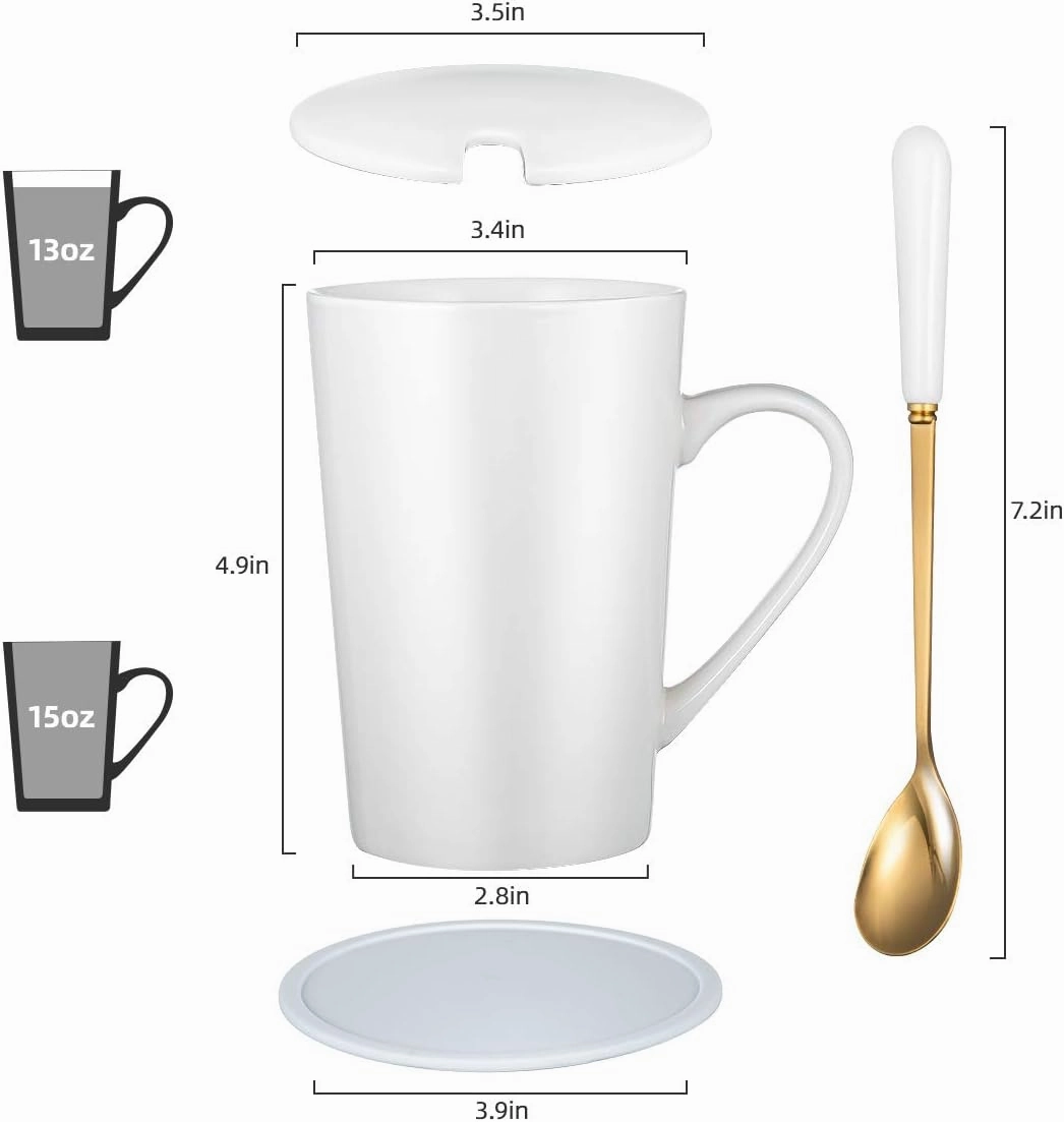 -15oz Leo Birthday Gift Ceramic Creative Constellation Zodiac Coffee Mug Set Capacity Upgrade Tea Cup for Cocoa Water Milk Juice (Leo-White Gold)