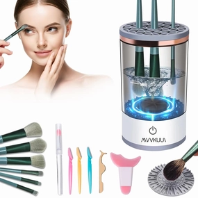 【1 7pack】Electric Makeup Brush Cleaner Machine, Portable Automatic USB Cosmetic Brushes Cleaner Cleanser Tool for All Size Beauty Makeup Brush Set