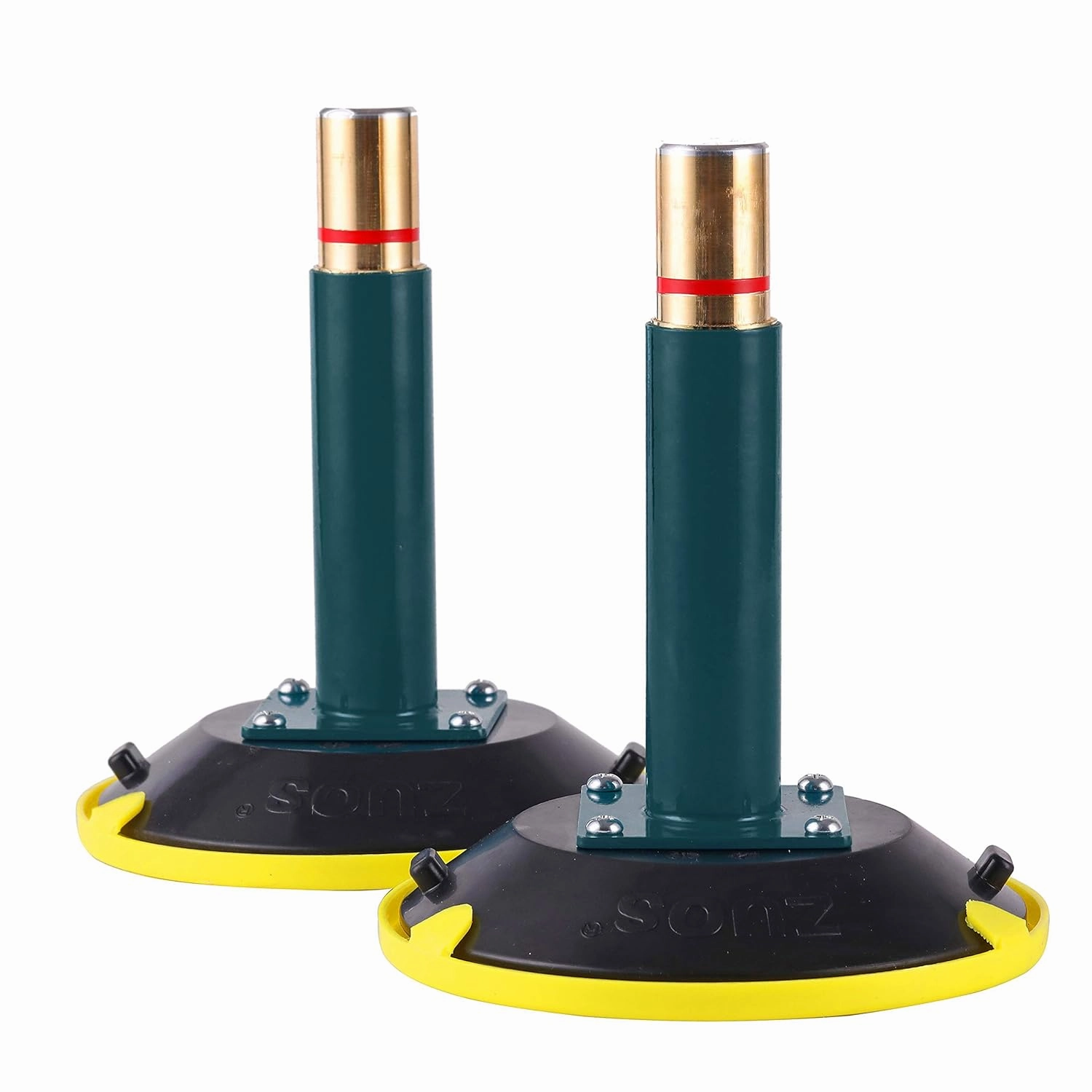 A pair of 6" Vertical Vacuum Suction Cup with Metal Handle,Heavy Duty Vertical Hand-held Cups for Flat to Curved Surfaces, Brass Pump with Protective Cover (2 PACK)