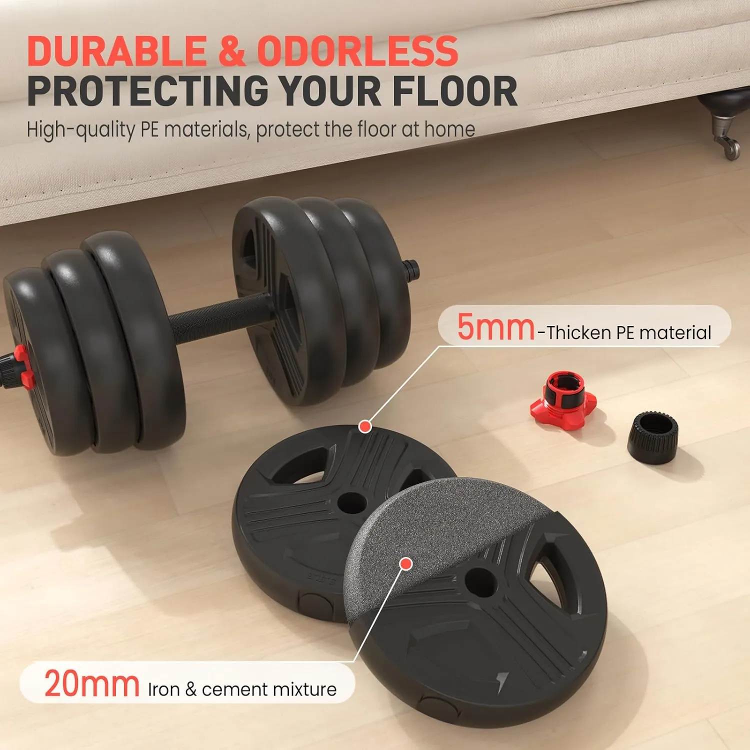 Adjustable Dumbbells, 20/30/40/55/60/70/80/90lbs Free Weight Set with Connector, 2 or 3 in 1 Dumbbells Used as Barbell, Kettlebells, Fitness Exercises for Home Gym Suitable for Men/Women