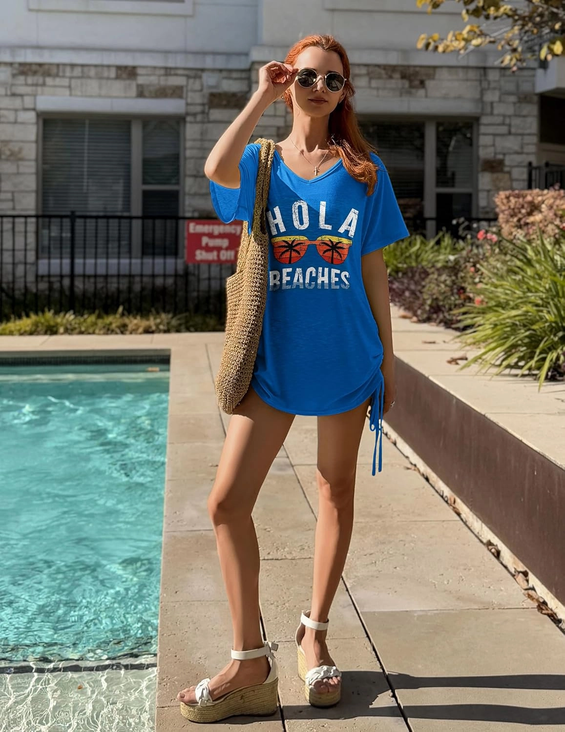 AI'MAGE Swimsuit Coverup for Women Short Sleeve Bathing Suit Cover Up T-Shirt Casual Beach Dress Drawstring Swim Cover Up