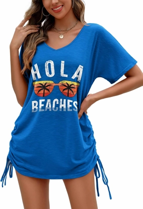 AI'MAGE Swimsuit Coverup for Women Short Sleeve Bathing Suit Cover Up T-Shirt Casual Beach Dress Drawstring Swim Cover Up