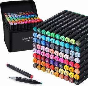 Alcohol Markers Set, 60 colors Alcohol Based Dual Tip, Broad and Brush Tip for Adult Coloring Books, Drawing, Sketching (60)