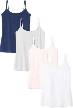Amazon Essentials Women's Slim-Fit Camisole, Pack of 4