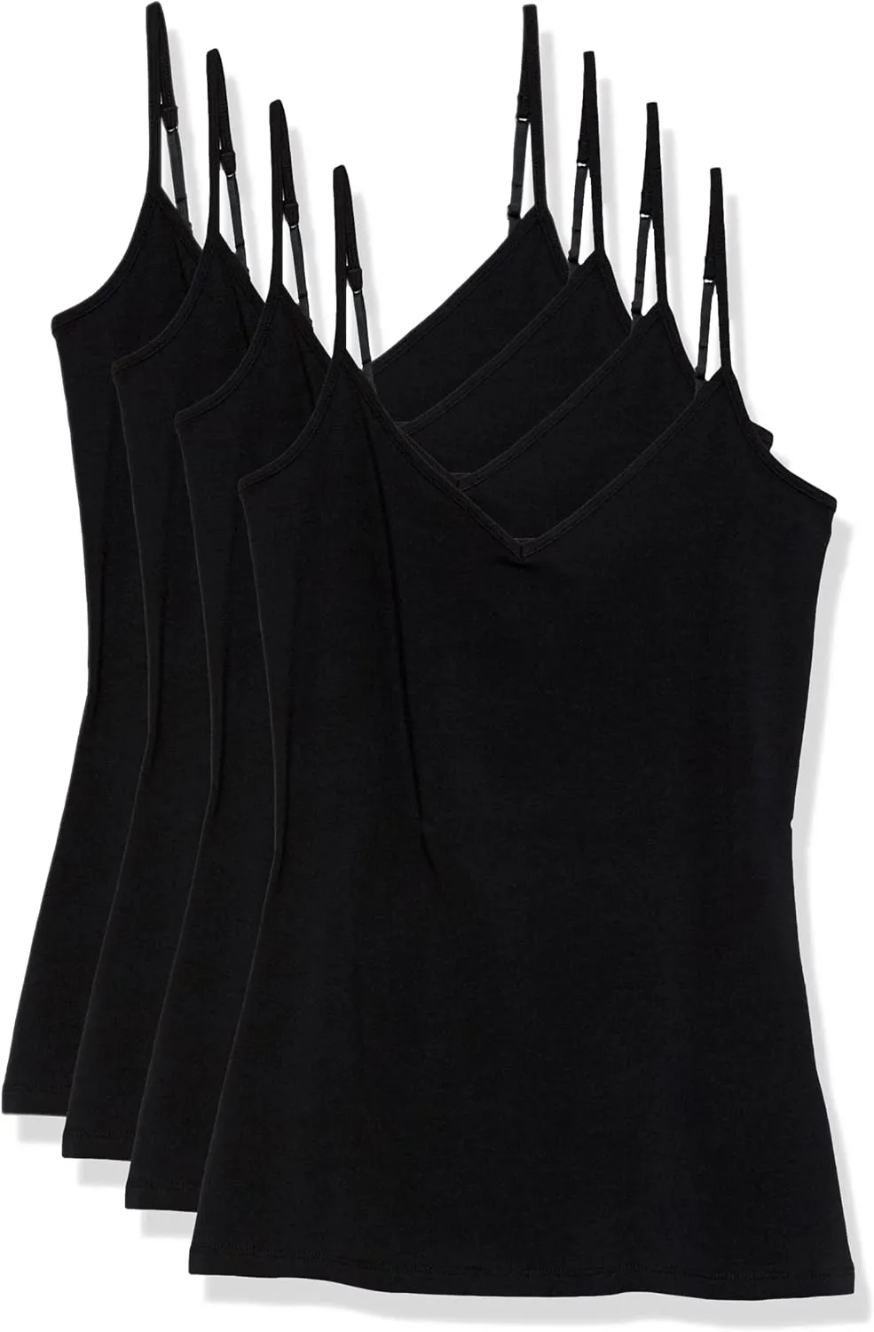 Amazon Essentials Women's Slim-Fit Knit V-Neck Layering Cami (Available in Plus Size), Pack of 4