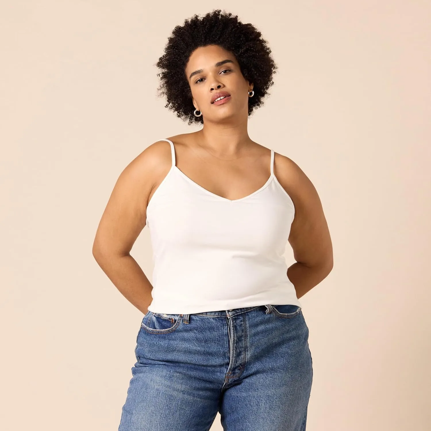 Amazon Essentials Women's Slim-Fit Knit V-Neck Layering Cami (Available in Plus Size), Pack of 4