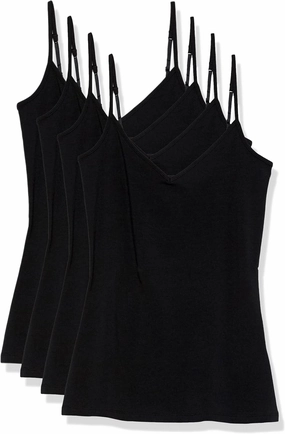 Amazon Essentials Women's Slim-Fit Knit V-Neck Layering Cami (Available in Plus Size), Pack of 4