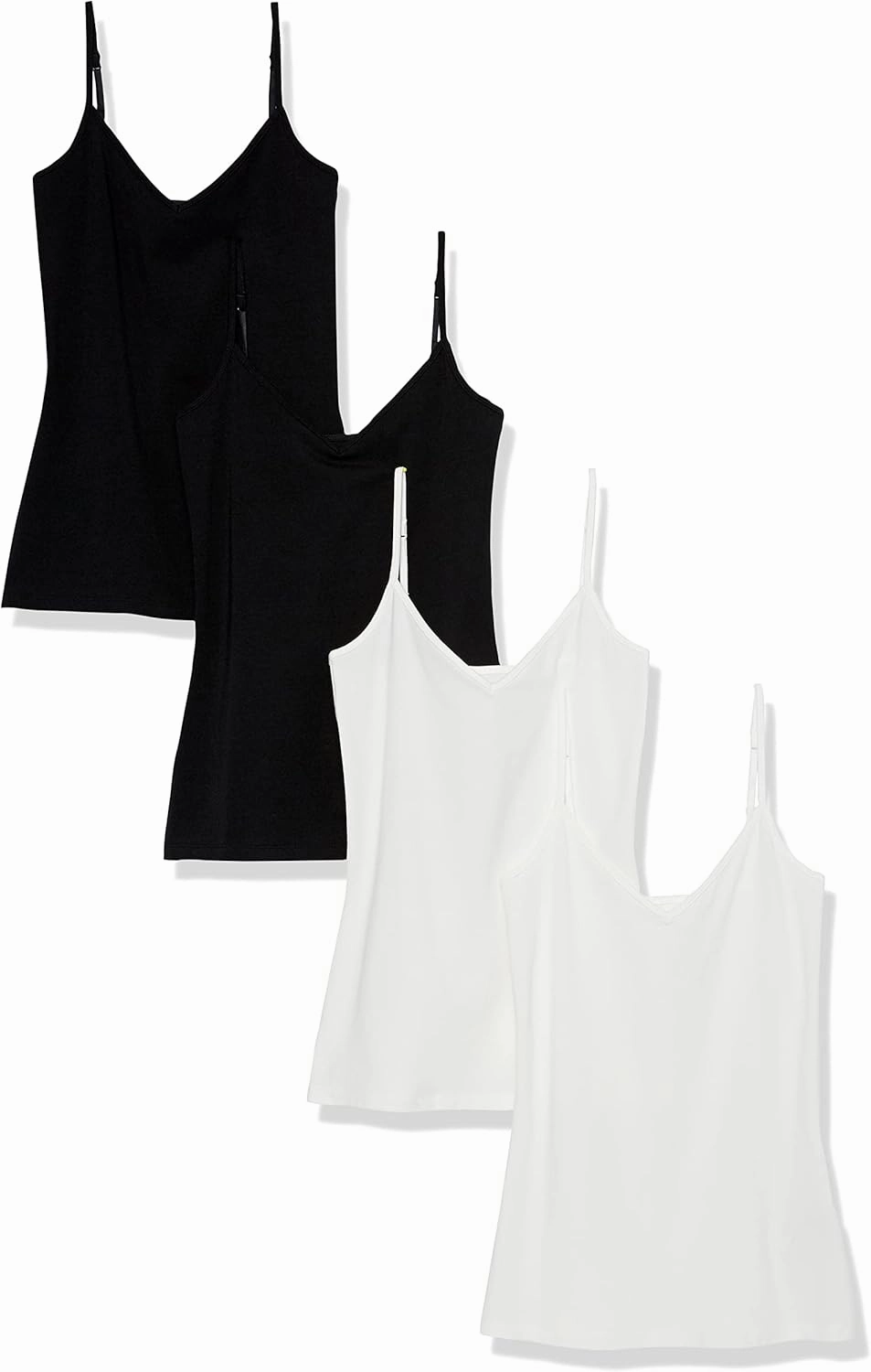 Amazon Essentials Women's Slim-Fit Knit V-Neck Layering Cami (Available in Plus Size), Pack of 4