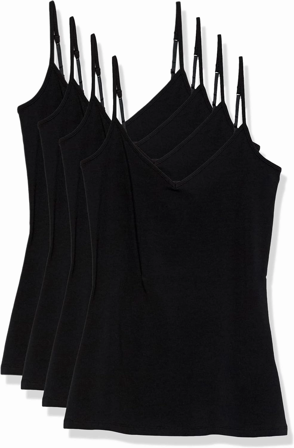 Amazon Essentials Women's Slim-Fit Knit V-Neck Layering Cami (Available in Plus Size), Pack of 4