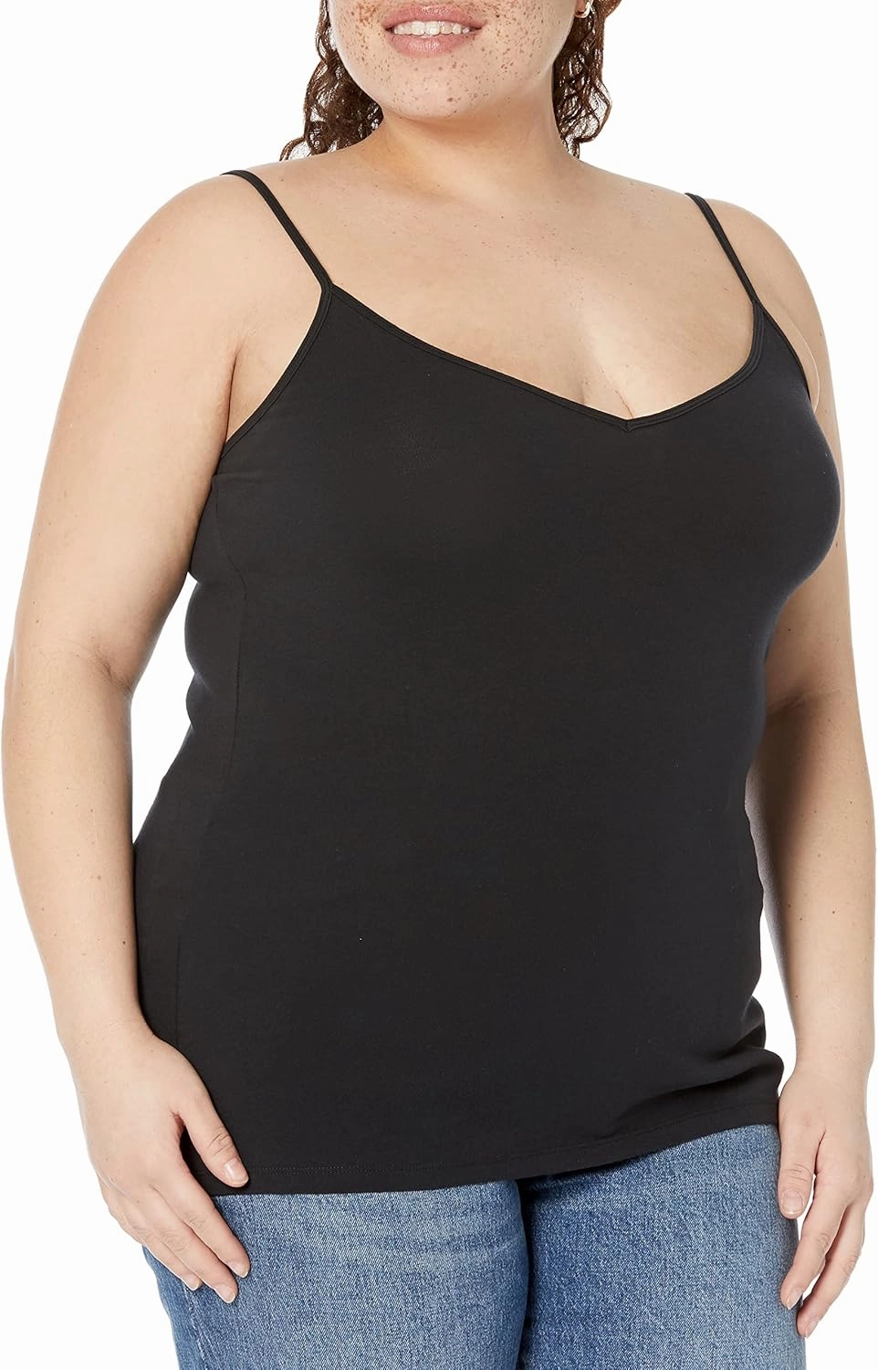 Amazon Essentials Women's Slim-Fit Knit V-Neck Layering Cami (Available in Plus Size), Pack of 4